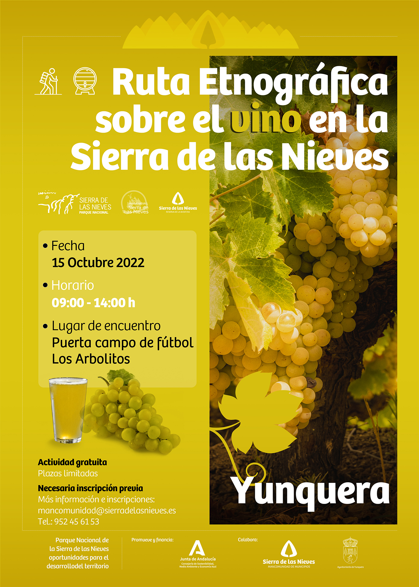 Ruta Etnográfica sobre el vino en la Sierra de las Nieves - Fecha 15 de Octubre 2022 - Lugar de encuentro: Puerta campo de fútbol Los Arbolitos (Yunquera)