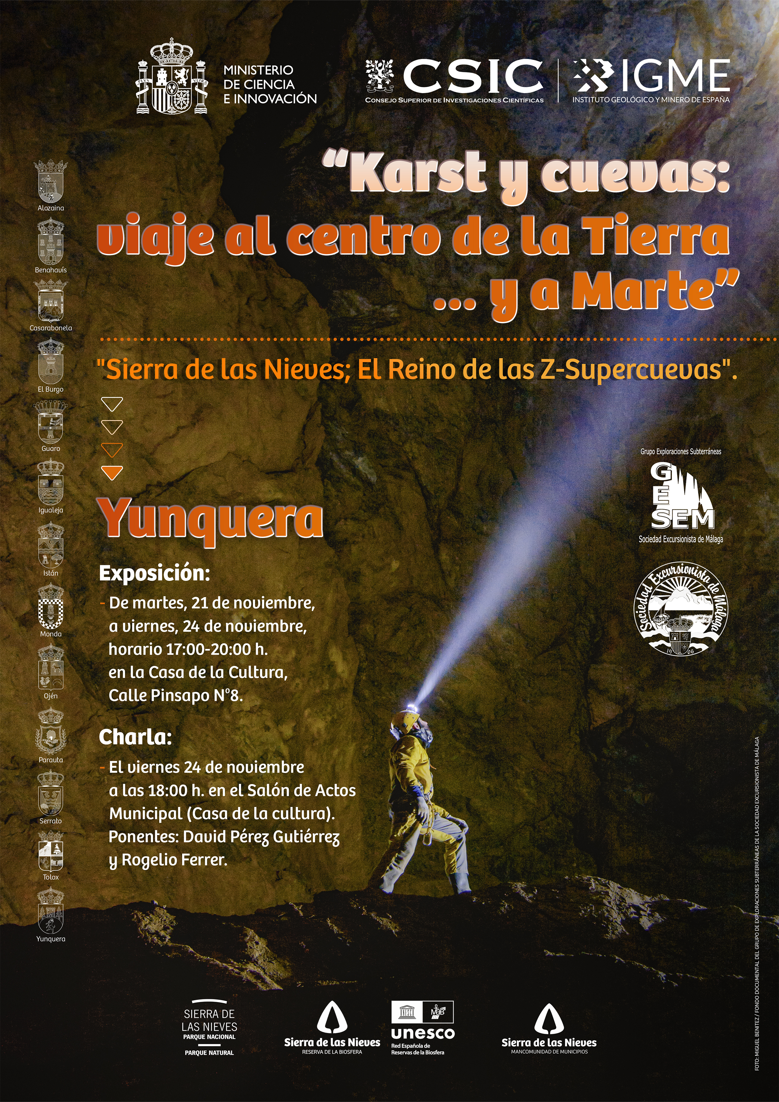 “Karst y Cuevas: Viaje al Centro de la tierra …y a Marte”